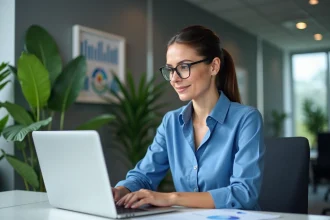 Femme professionnelle analysant des graphiques au bureau