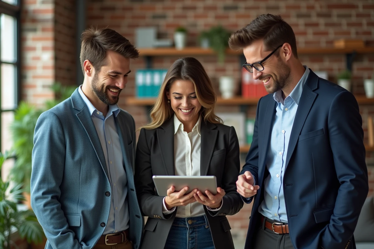 Groupe de managers en pause dans un espace détendu