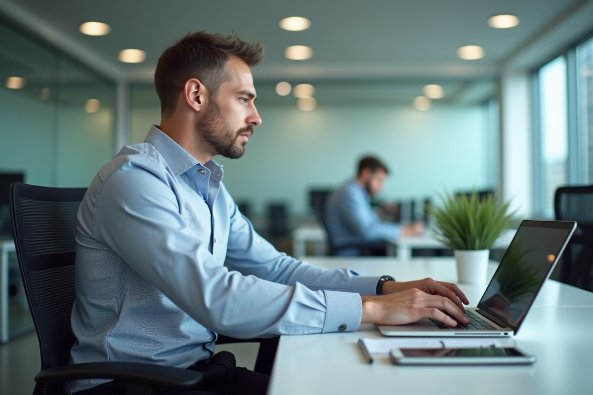 Homme d age au travail dans un espace de bureau moderne