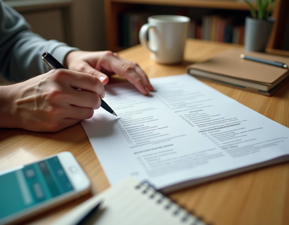 Gros plan sur une liste d'avantages salariaux annotée à la main sur un bureau, symbolisant la préparation à une négociation en période d'inflation